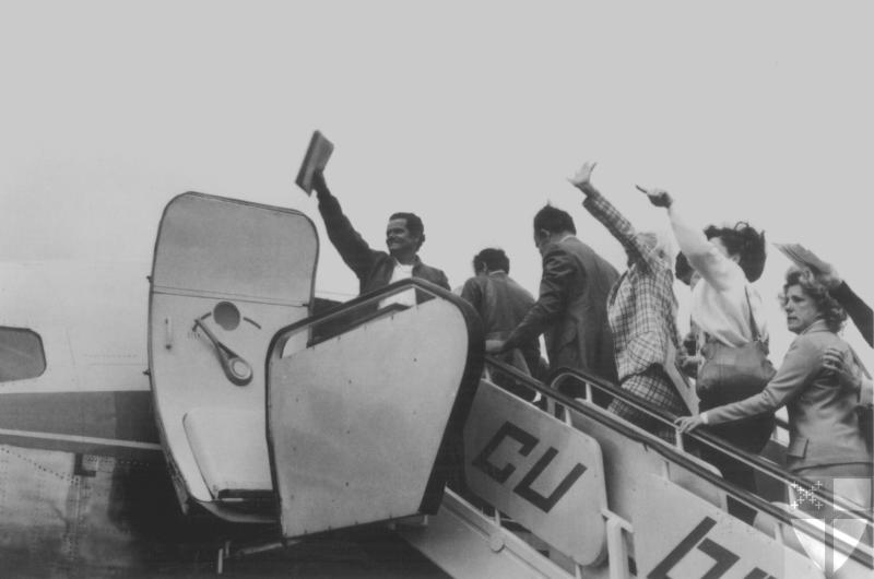 [Boarding a 727 aircraft a...]